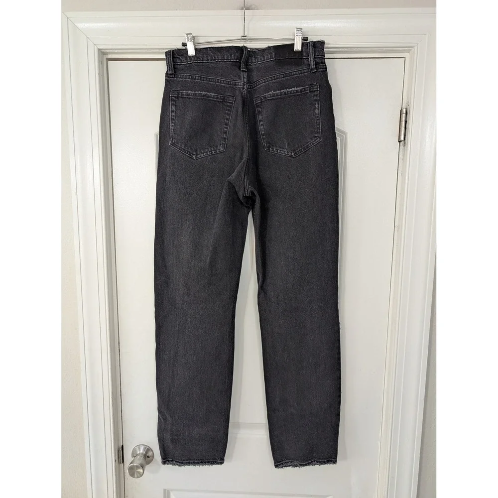 Abercrombie & Fitch The Dad High Rise Ripped‎ Distressed Black Wash Jeans 28/6L